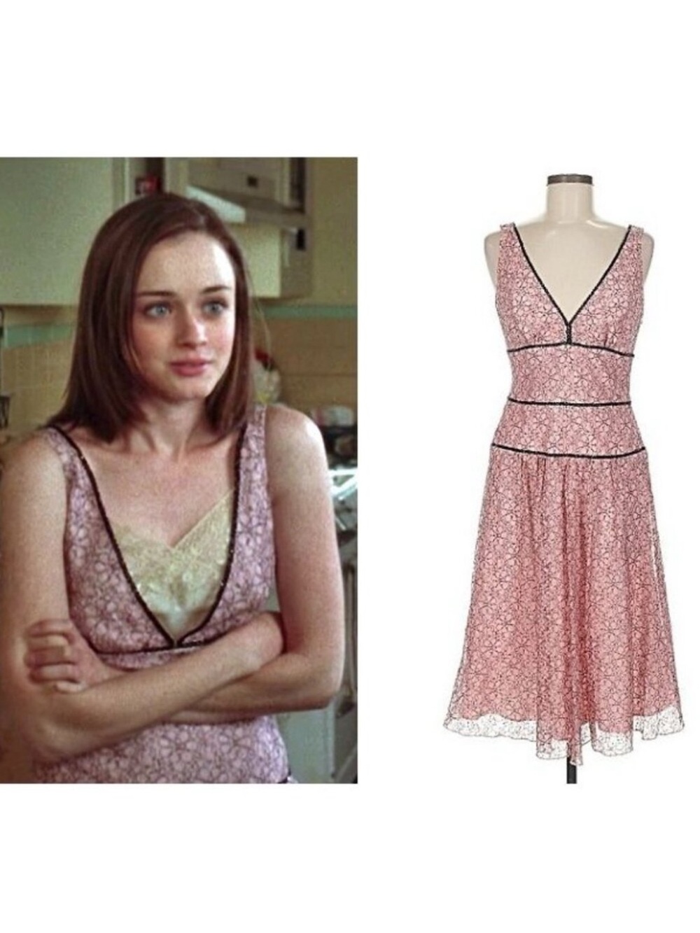 Gilmore Girls Rory Gilmore ASO Archive Laundry by Shelli Segal Pink Lace Dress